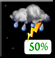 Thursday Night: A chance of thunderstorms and a chance of rain before 8pm, then a chance of rain and a slight chance of thunderstorms. Mostly cloudy, with a low around 40. Chance of precipitation is 50%. Thursday Night: Chance T-storms then Chance Light Rain