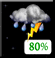 Tonight: Showers and thunderstorms before 7pm, then showers and thunderstorms likely between 7pm and 1am. Mostly cloudy, with a low around 73. Southwest wind 2 to 6 mph. Chance of precipitation is 80%. New rainfall amounts between a tenth and quarter of an inch possible. Tonight: Showers And Thunderstorms then Showers And Thunderstorms Likely